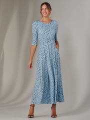 Jolie Moi Blue Light Enya 3/4 Sleeve Jersey Midaxi Dress - Image 5 of 6