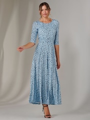 Jolie Moi Blue Light Enya 3/4 Sleeve Jersey Midaxi Dress - Image 6 of 6