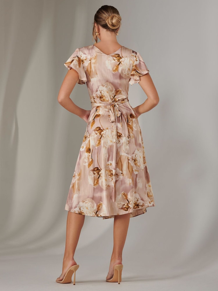 Jolie Moi Pink Wrap Front Midi Dress - Image 2 of 6