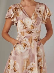 Jolie Moi Pink Wrap Front Midi Dress - Image 3 of 6