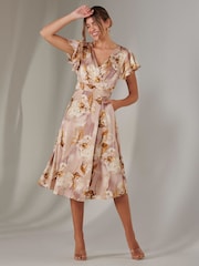 Jolie Moi Pink Wrap Front Midi Dress - Image 4 of 6