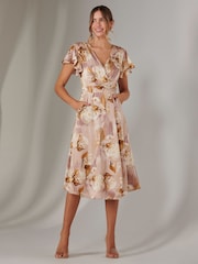 Jolie Moi Pink Wrap Front Midi Dress - Image 5 of 6