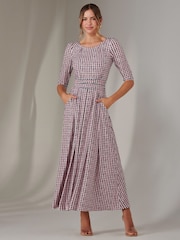 Jolie Moi Pink Enya 3/4 Sleeve Jersey Midaxi Dress - Image 4 of 6