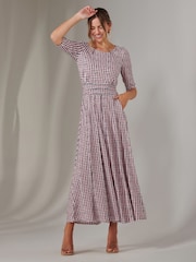 Jolie Moi Pink Enya 3/4 Sleeve Jersey Midaxi Dress - Image 5 of 6