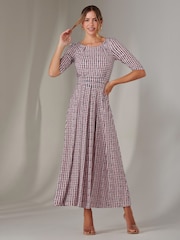 Jolie Moi Pink Enya 3/4 Sleeve Jersey Midaxi Dress - Image 6 of 6