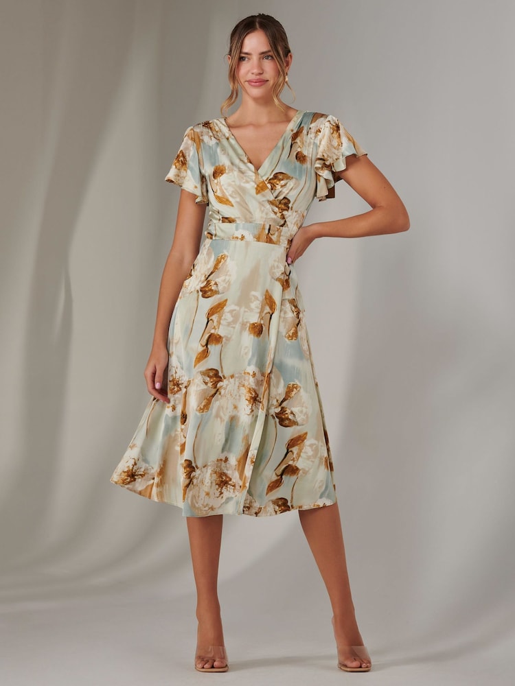 Jolie Moi Green Wrap Front Midi Dress - Image 1 of 6