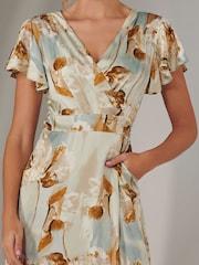 Jolie Moi Green Wrap Front Midi Dress - Image 3 of 6