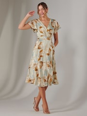Jolie Moi Green Wrap Front Midi Dress - Image 4 of 6