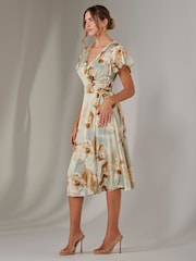 Jolie Moi Green Wrap Front Midi Dress - Image 5 of 6