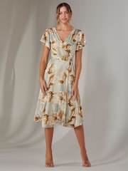 Jolie Moi Green Wrap Front Midi Dress - Image 6 of 6