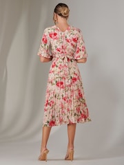 Jolie Moi Pink Pleated Wrap Midi Dress - Image 2 of 6