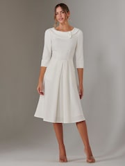 Jolie Moi White Sloan 3/4 Sleeve Midi Dress - Image 1 of 6