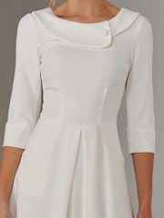 Jolie Moi White Sloan 3/4 Sleeve Midi Dress - Image 3 of 6