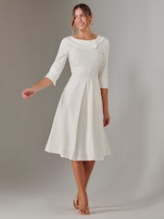 Jolie Moi White Sloan 3/4 Sleeve Midi Dress - Image 4 of 6