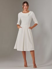 Jolie Moi White Sloan 3/4 Sleeve Midi Dress - Image 5 of 6