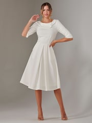 Jolie Moi White Sloan 3/4 Sleeve Midi Dress - Image 6 of 6