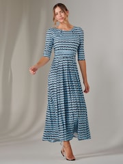 Jolie Moi Blue Dark Enya 3/4 Sleeve Jersey Midaxi Dress - Image 1 of 6
