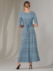 Jolie Moi Blue Dark Enya 3/4 Sleeve Jersey Midaxi Dress - Image 2 of 6
