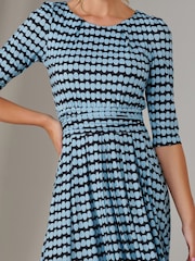 Jolie Moi Blue Dark Enya 3/4 Sleeve Jersey Midaxi Dress - Image 3 of 6