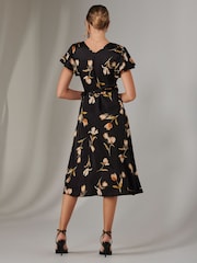 Jolie Moi Black Wrap Front Midi Dress - Image 2 of 6