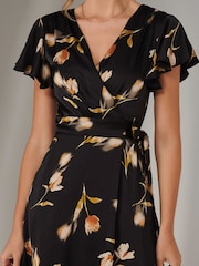 Jolie Moi Black Wrap Front Midi Dress - Image 3 of 6