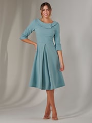 Jolie Moi Blue Sloan 3/4 Sleeve Midi Dress - Image 1 of 6