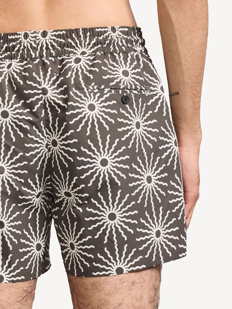 Frescobol Carioca Brown O Sol Print Rio Swim Shorts - Image 3 of 3