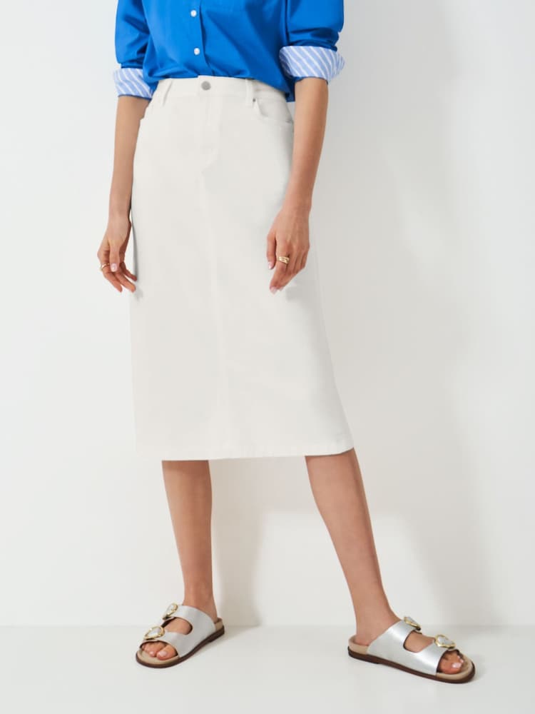 Crew Clothing Company White Mia Denim Midi Skirt - Image 2 of 5