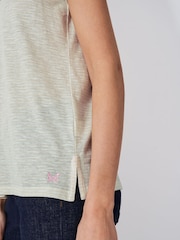 Crew Clothing Company Natural Stripe V-Neck Slub 	100% Cotton T-Shirt - Image 4 of 5
