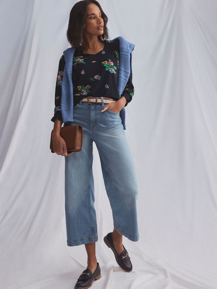 Crew Clothing Company Blue Relaxed Leg Crop Jeans - Image 1 of 10