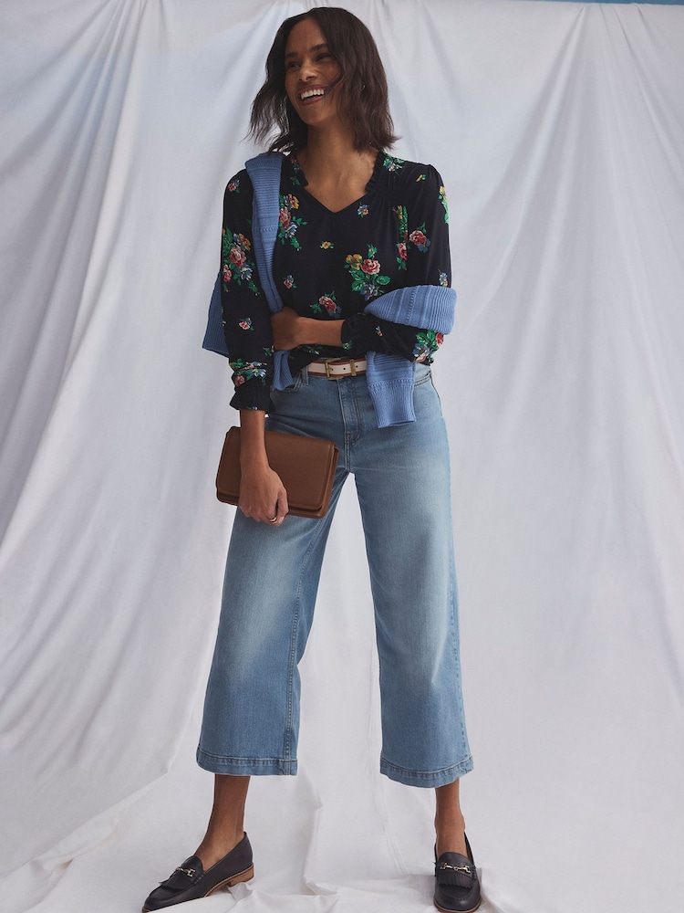 Crew Clothing Company Blue Relaxed Leg Crop Jeans - Image 2 of 10