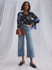 Crew Clothing Company Blue Relaxed Leg Crop Jeans - Image 3 of 10