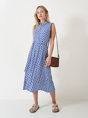 Crew Clothing Company Blue Emma Sleeveless Jersey Shirt Dress - Image 1 of 5