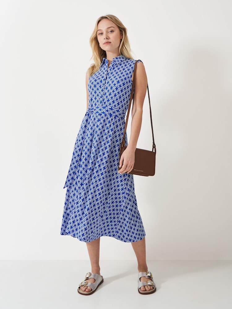 Crew Clothing Company Blue Emma Sleeveless Jersey Shirt Dress - Image 1 of 5