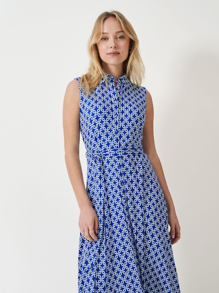 Crew Clothing Company Blue Emma Sleeveless Jersey Shirt Dress - Image 3 of 5