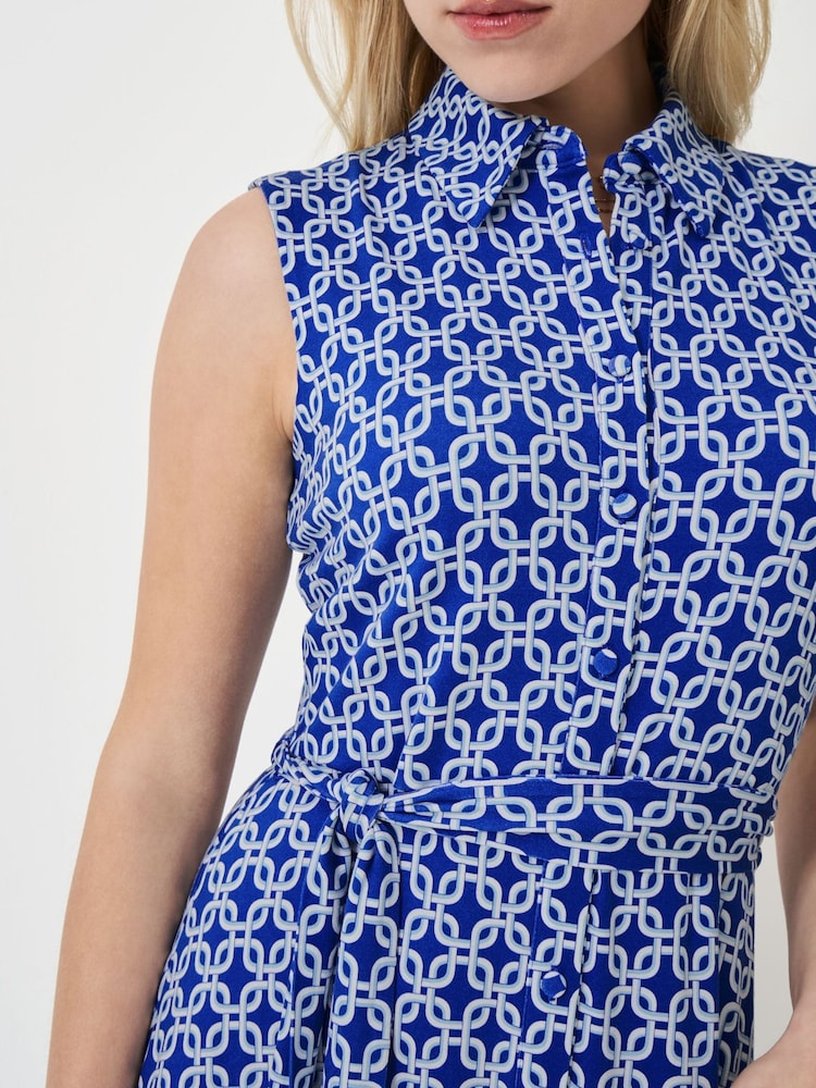 Crew Clothing Company Blue Emma Sleeveless Jersey Shirt Dress - Image 4 of 5