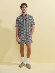 Frescobol Carioca Brown Castro Linen Copa Sol Printed Shirt - Image 1 of 8
