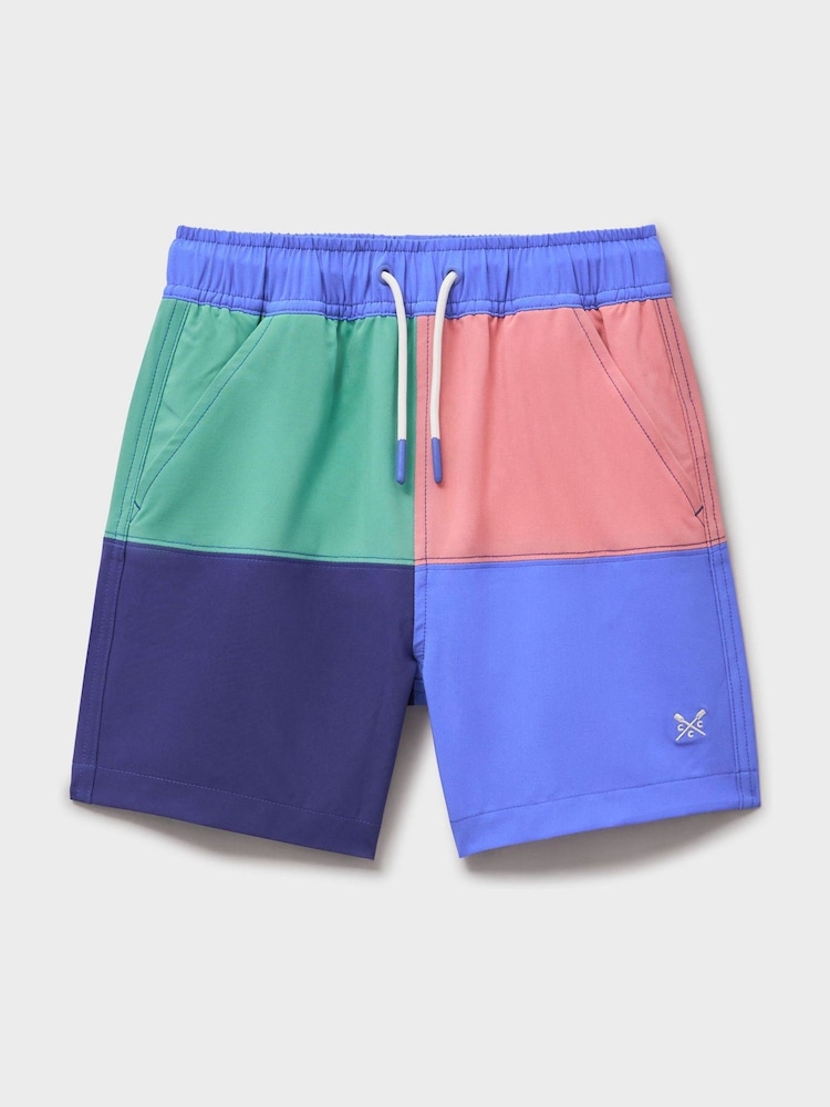 Crew Clothing Company Blue Printed Swim Shorts - Image 1 of 3