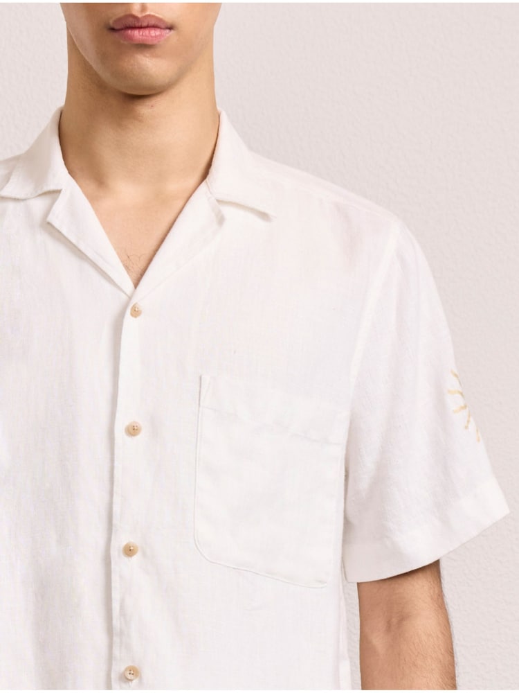 Frescobol Carioca White Alves O Sol Embroidered Shirt - Image 6 of 6 Frescobol Carioca White Alves O Sol Embroidered Shirt - Image 6 of 6