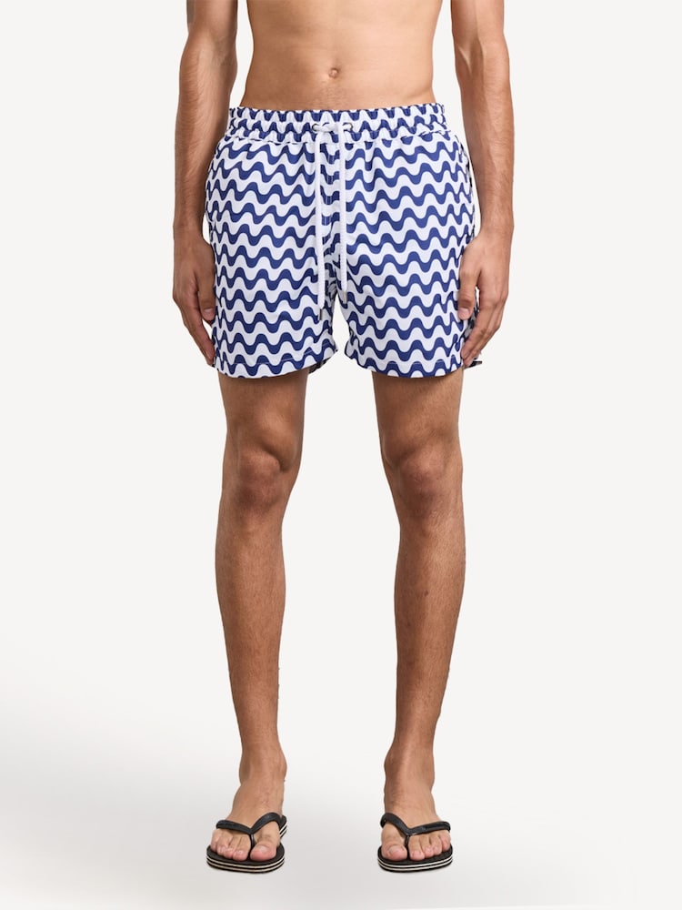 Frescobol Carioca Blue & White Rio Swim Shorts Copacabana Print - Image 1 of 5