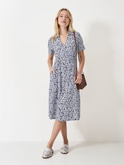 Crew Clothing Company Blue Dani Wrap Front Dress - Image 1 of 5