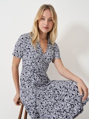Crew Clothing Company Blue Dani Wrap Front Dress - Image 3 of 5