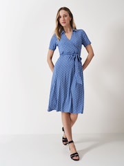 Crew Clothing Company Blue Dani Wrap Front Dress - Image 1 of 5