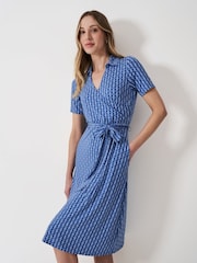 Crew Clothing Company Blue Dani Wrap Front Dress - Image 3 of 5