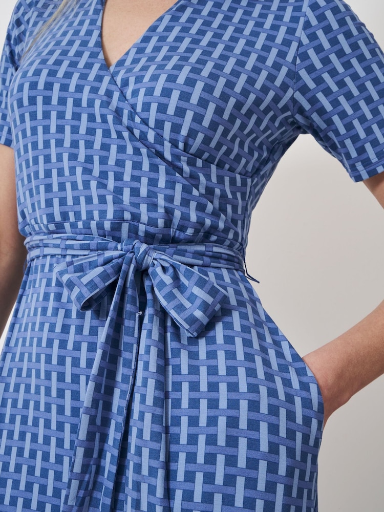 Crew Clothing Company Blue Dani Wrap Front Dress - Image 4 of 5
