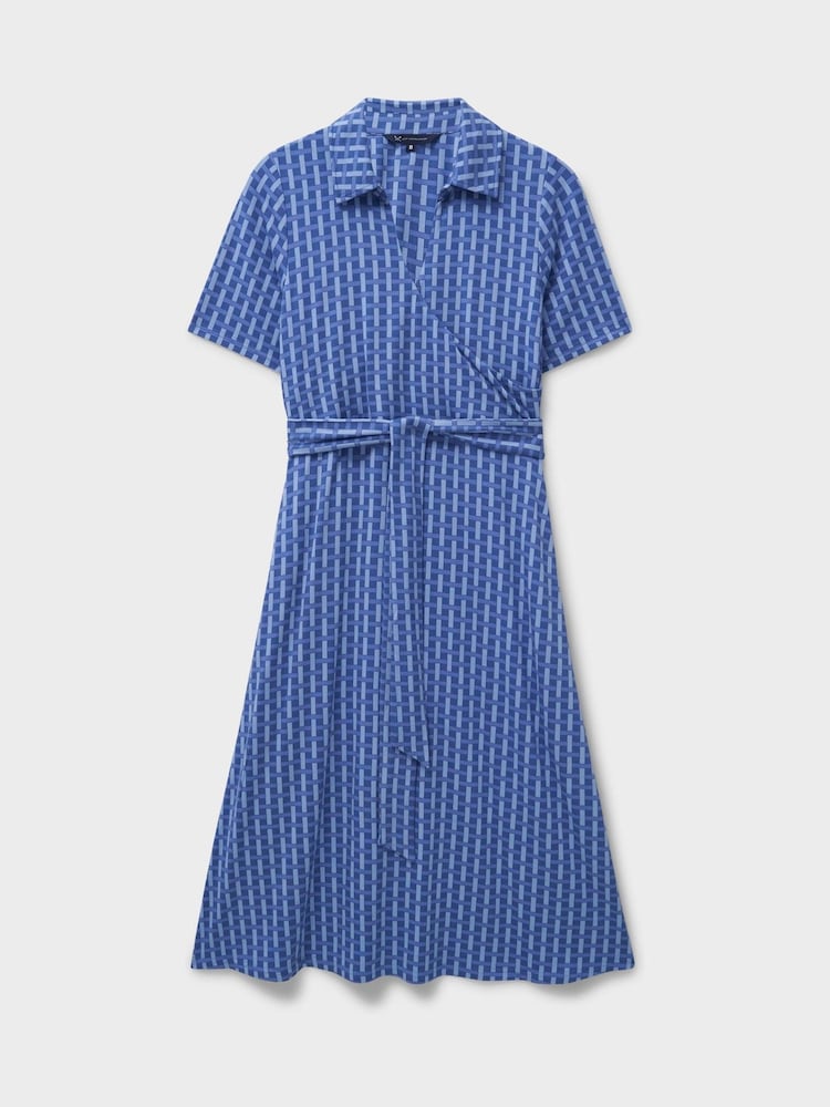 Crew Clothing Company Blue Dani Wrap Front Dress - Image 5 of 5