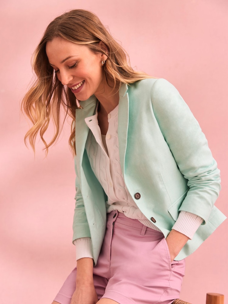 Crew Clothing Company Green Linen Blend Blazer - Image 1 of 5 Crew Clothing Company Green Linen Blend Blazer - Image 1 of 5