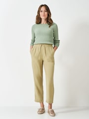 Crew Clothing Company Natural Linen Blend Tapered Trousers - Image 1 of 5