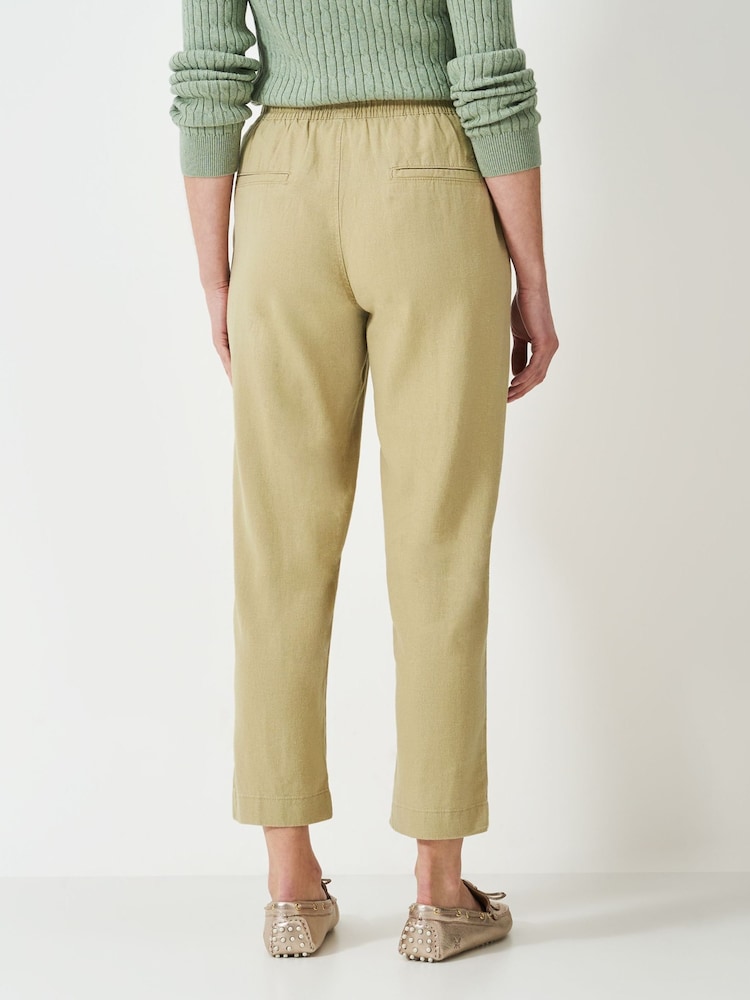 Crew Clothing Company Natural Linen Blend Tapered Trousers - Image 2 of 5