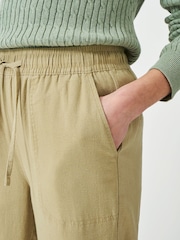 Crew Clothing Company Natural Linen Blend Tapered Trousers - Image 4 of 5